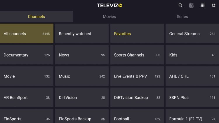 televizo home screen